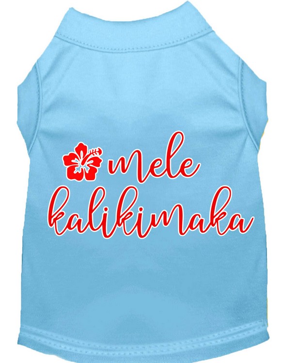 Mele Kalikimaka Screen Print Dog Shirt Baby Blue XXL